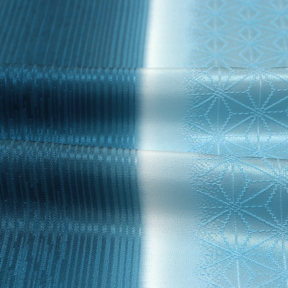 縦ぼかし帯揚 (麻の葉/縞地紋)