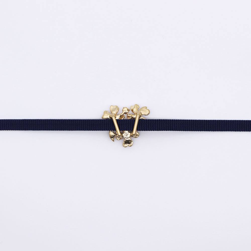 真鍮帯留(3輪の花)