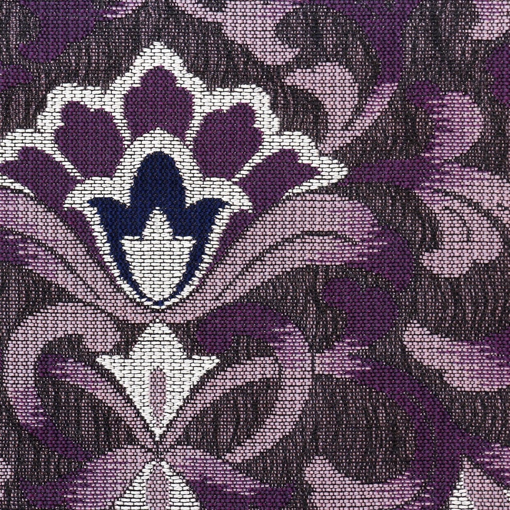 藍染め西陣袋帯（横段更紗）：黒×紫【華翔苑】