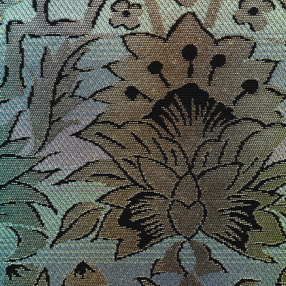 西陣引箔袋帯（段ぼかし/更紗）：緑【となみ織物】