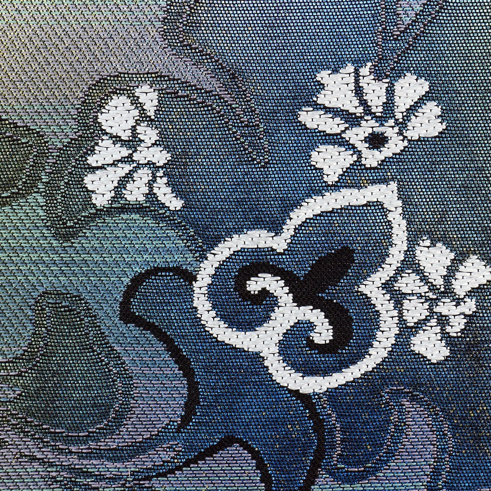 西陣引箔袋帯（段ぼかし/唐草花）：紺【となみ織物】