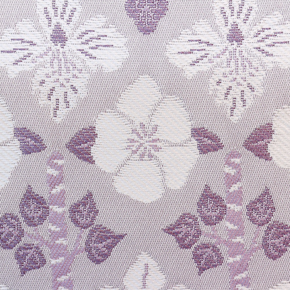 西陣九寸名古屋帯（草花文）：紫×白【篠屋織物】