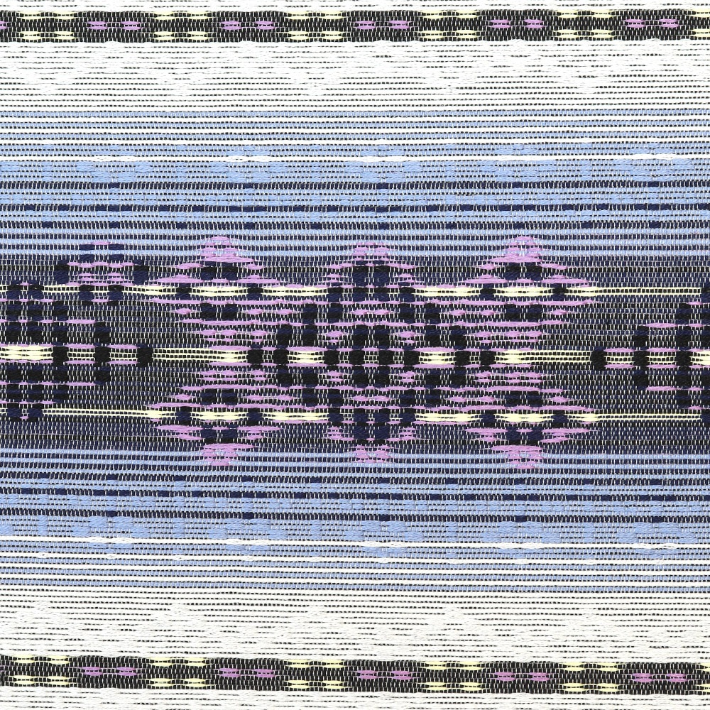 西陣花織九寸名古屋帯（横段）：白×青『花織』【大光織物】