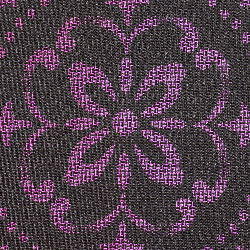 染め大島紬九寸名古屋帯（アラベスク）：黒×紫