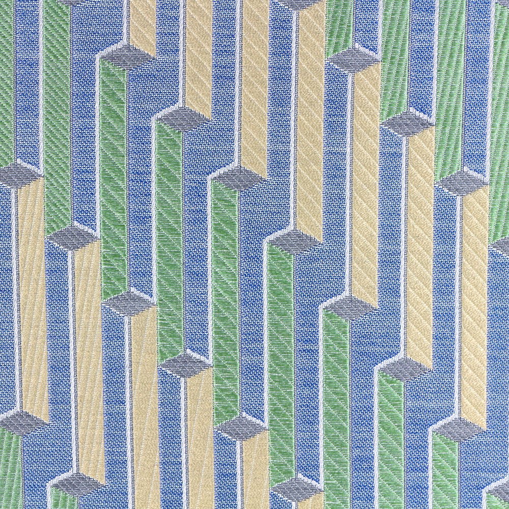 西陣九寸名古屋帯（幾何）：青×緑【大光織物】