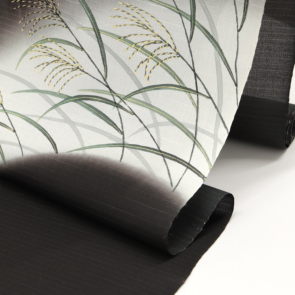 手描き染め夏九寸名古屋帯(月とススキ)