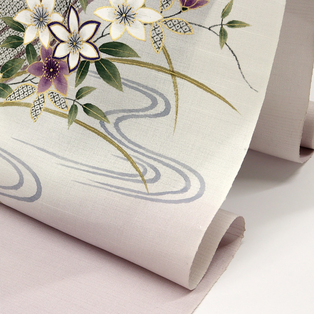 手描き染め夏九寸名古屋帯(花舟)