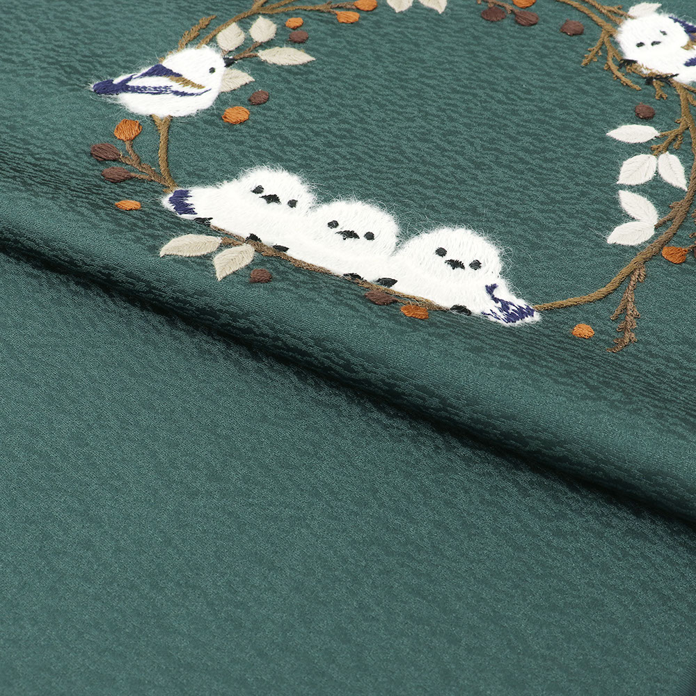 刺繍九寸名古屋帯(シマエナガ)