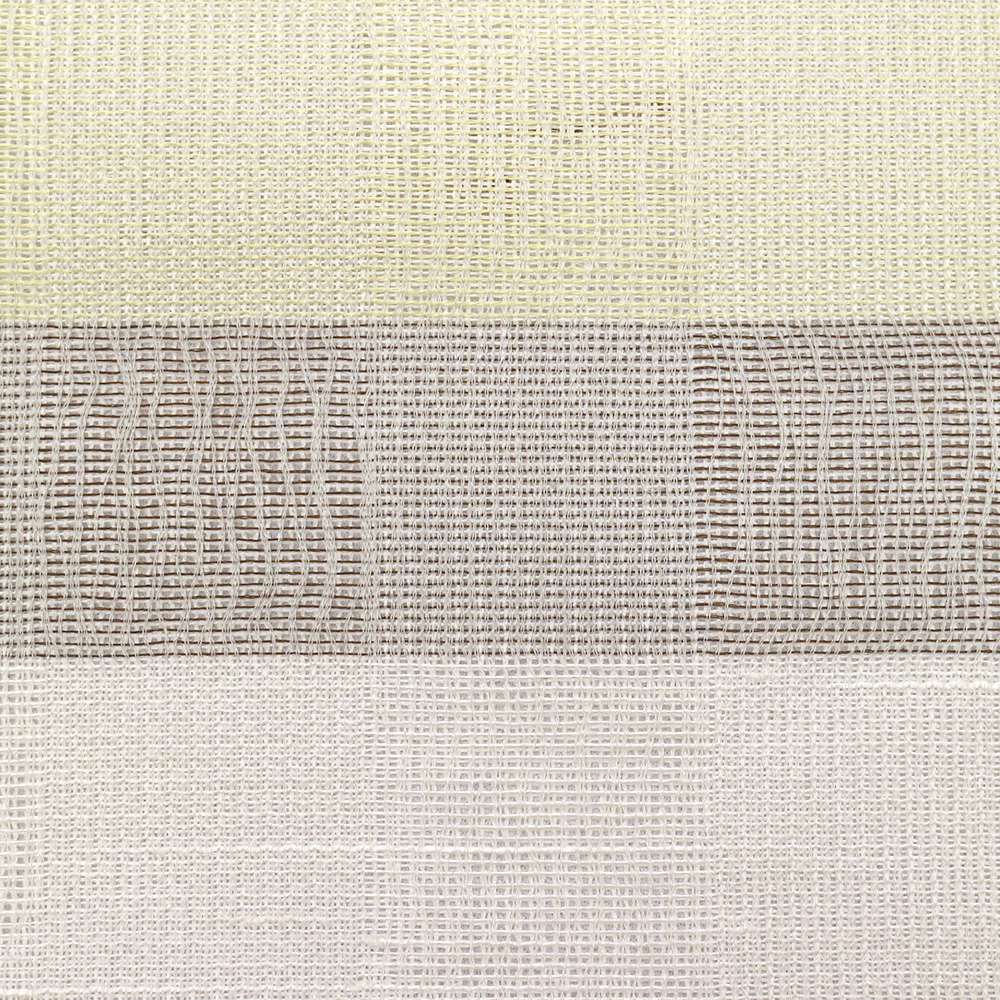 桐生織夏九寸名古屋帯（横段市松）：白×黄『沙羅紬』