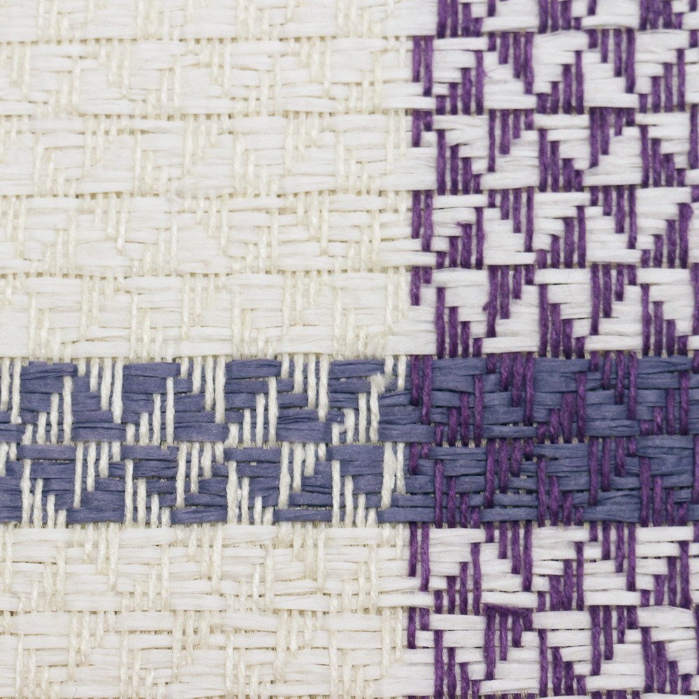 米沢八寸名古屋帯（格子）：紫『紙糸帯』【近賢織物】
