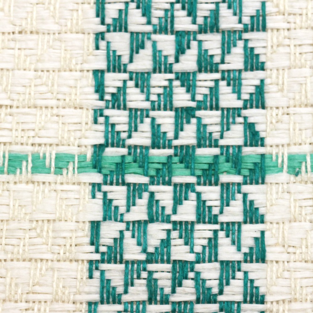 米沢八寸名古屋帯（格子）：緑『紙糸帯』【近賢織物】