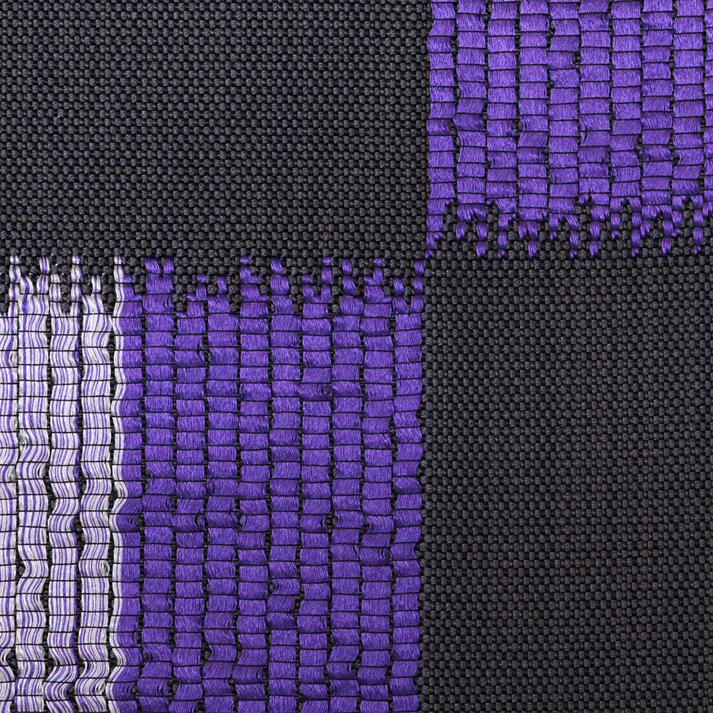 米沢八寸名古屋帯：紫×墨黒『虹色八寸帯』【近賢織物】