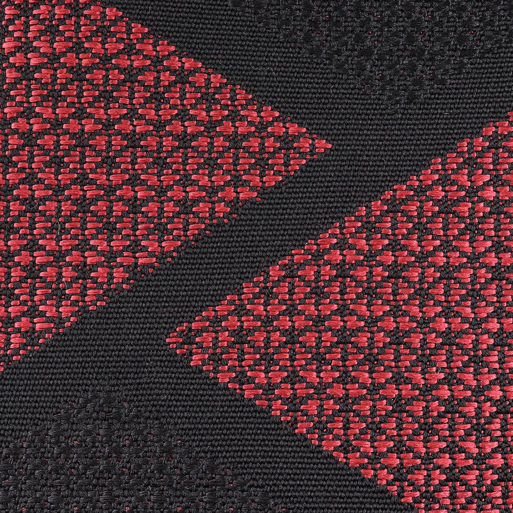 米沢八寸名古屋帯（菱）：黒×赤 『菱紋』【近賢織物】