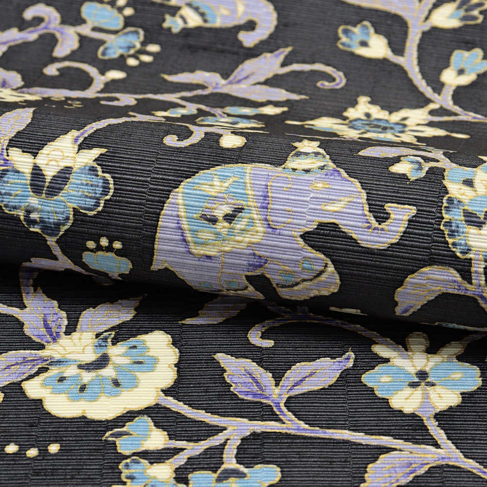 牛首八寸名古屋帯(象更紗)【白山工房×岡重】