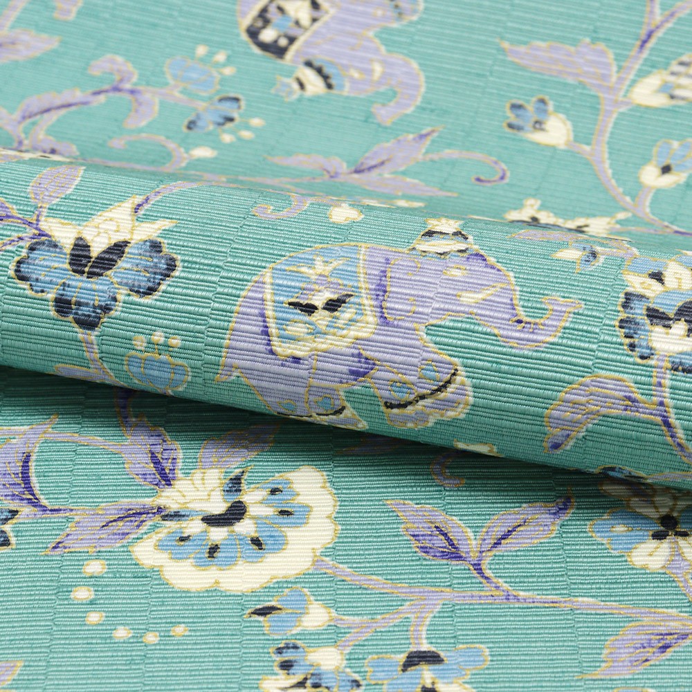 牛首八寸名古屋帯(象更紗)【白山工房×岡重】