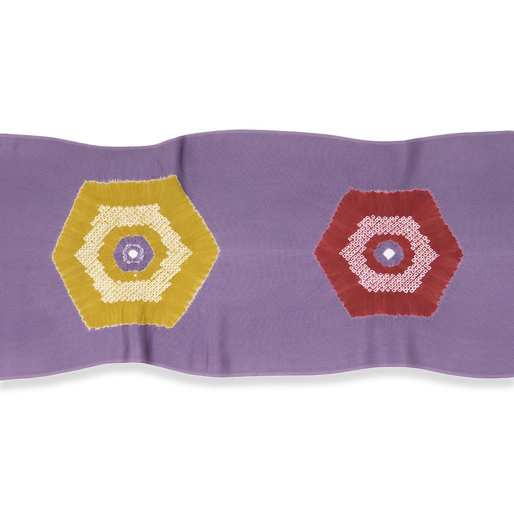 輪出し絞り帯揚(亀甲)【加藤萬】