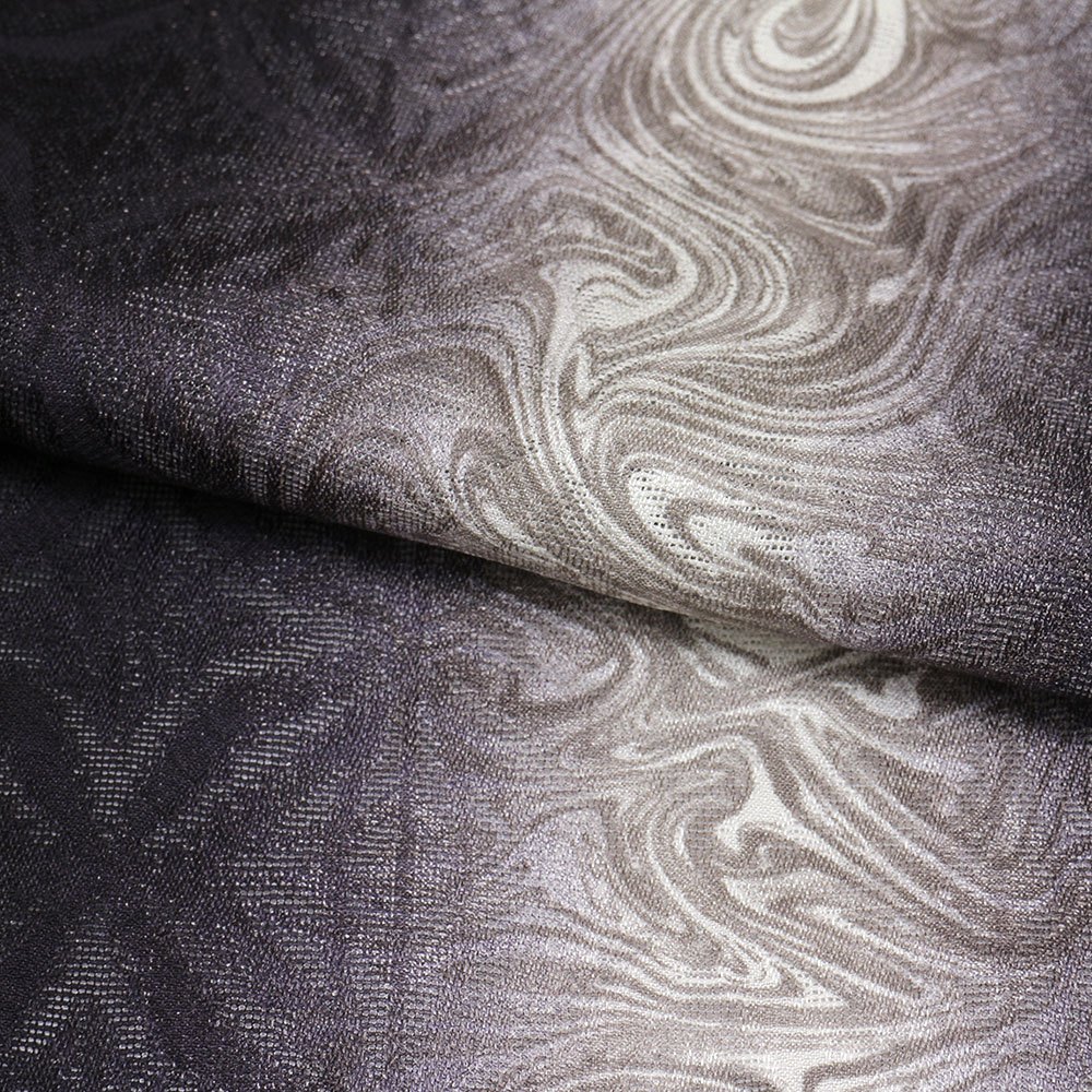 後染め紋紗（丸菱文/墨流し）：白×紫『涼織』