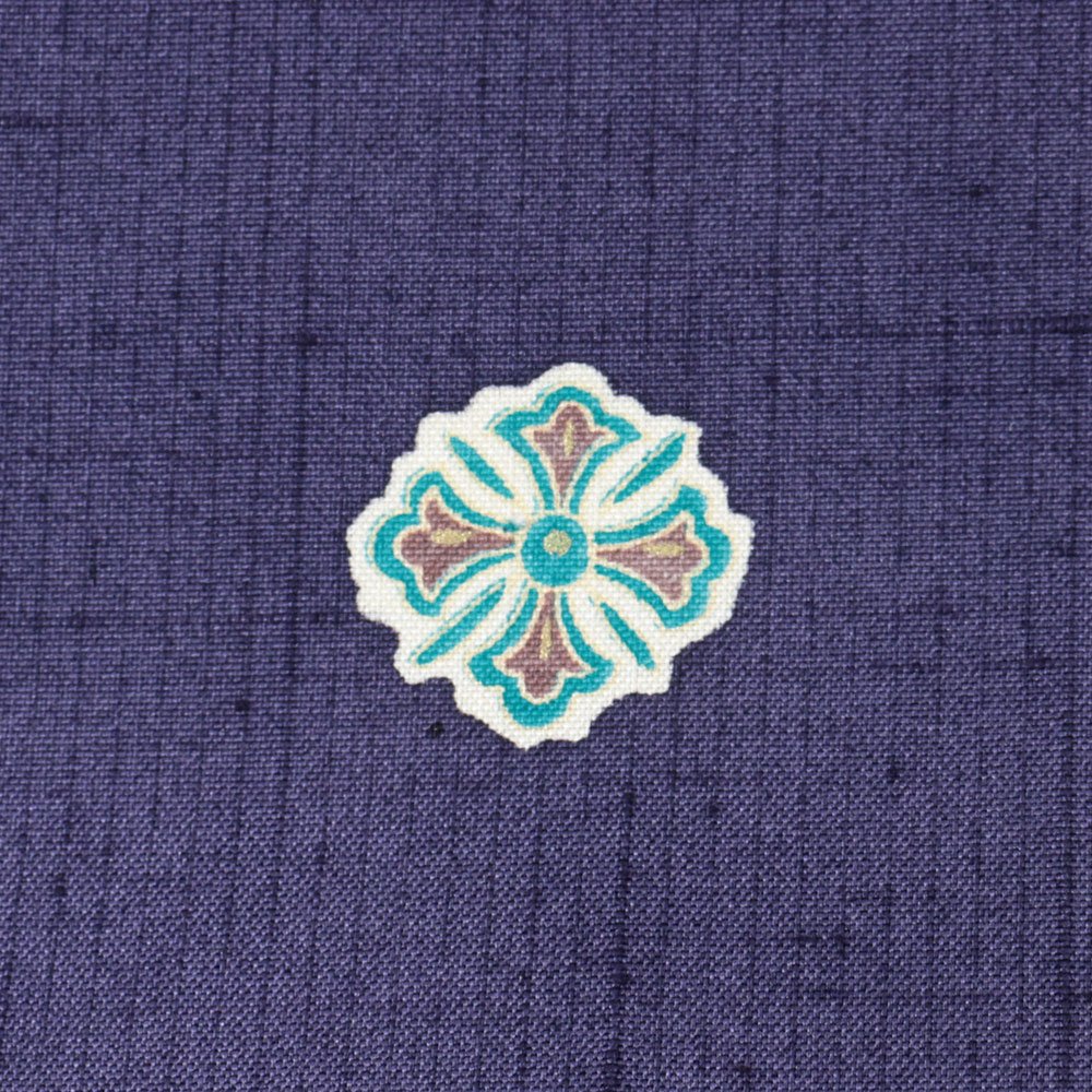染め本場縞大島紬（花丸紋）青紫