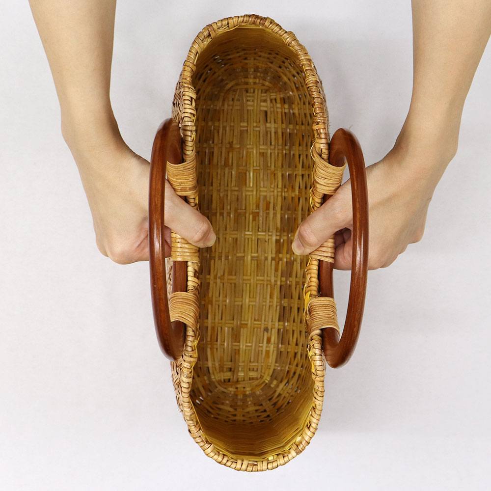 巾着付きラタンバッグ