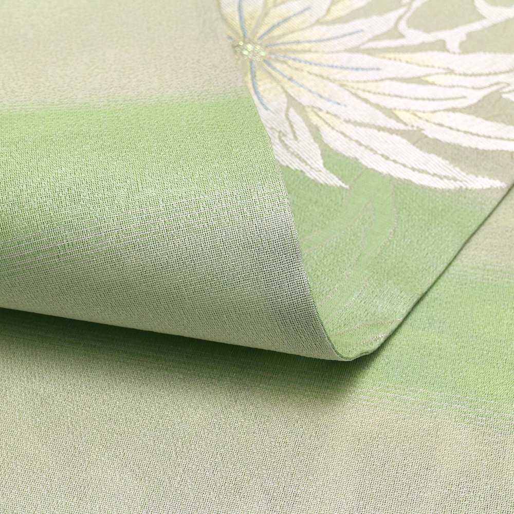西陣袋帯（洋花）：黄緑『楽粋』【となみ織物】
