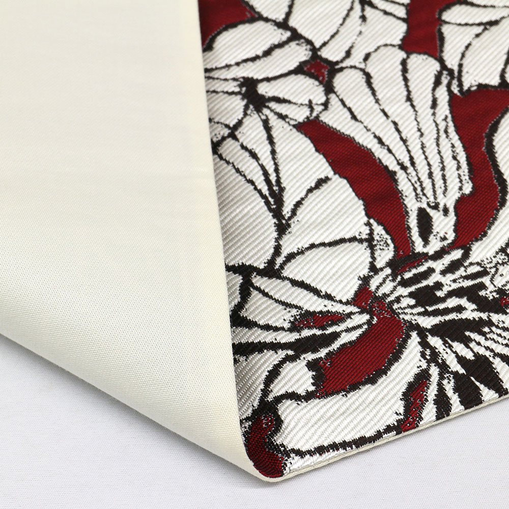 西陣袋帯（アールヌーヴォー）：白×赤【大光織物】