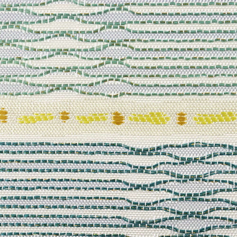 西陣九寸名古屋帯：緑×水色『彩飾網目織』【山田織物】