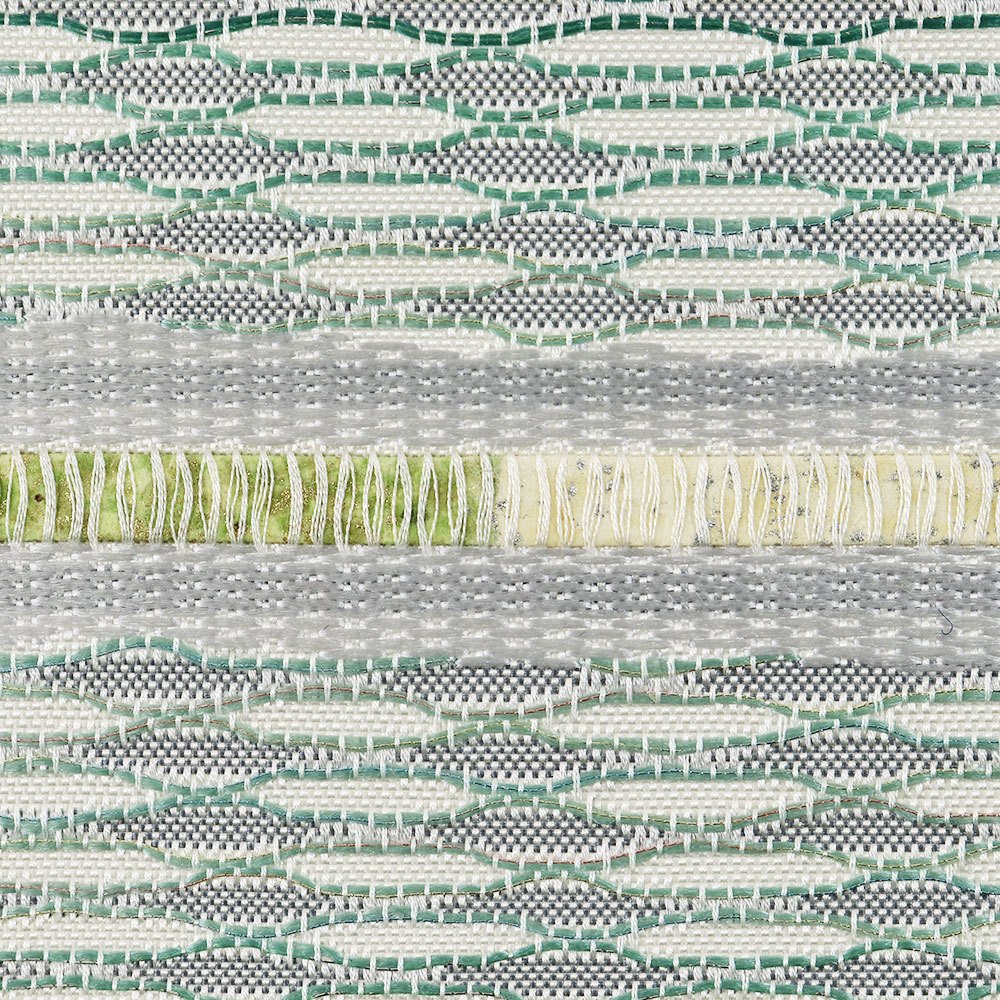 西陣九寸名古屋帯：緑×グレー『彩飾網目織』【山田織物】