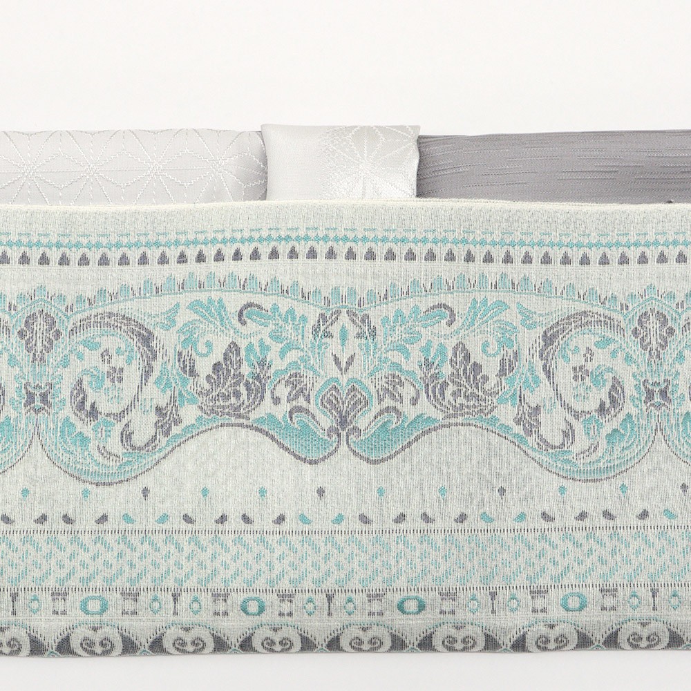 縦ぼかし帯揚 (麻の葉/縞地紋)