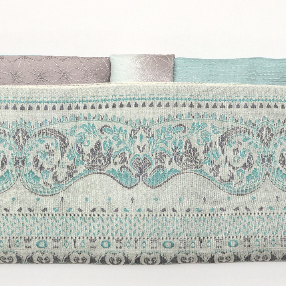 縦ぼかし帯揚 (麻の葉/縞地紋)