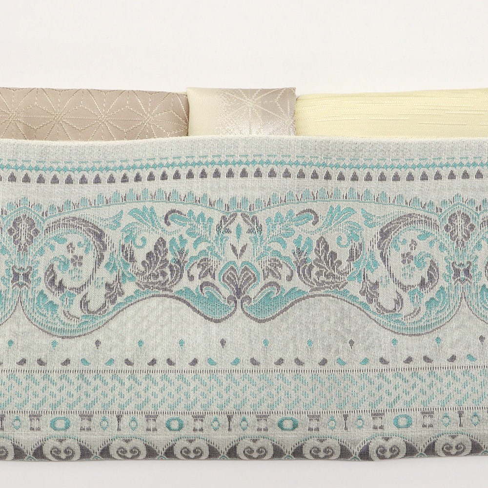 縦ぼかし帯揚 (麻の葉/縞地紋)