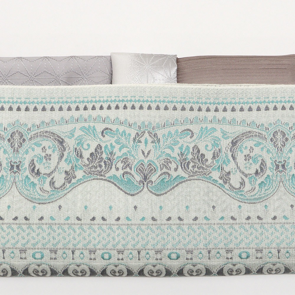 縦ぼかし帯揚 (麻の葉/縞地紋)