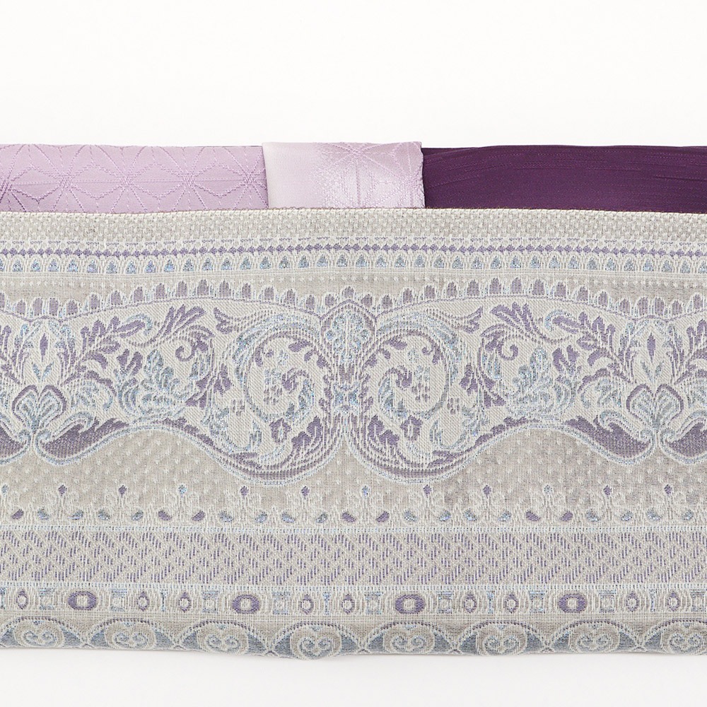 縦ぼかし帯揚 (麻の葉/縞地紋)