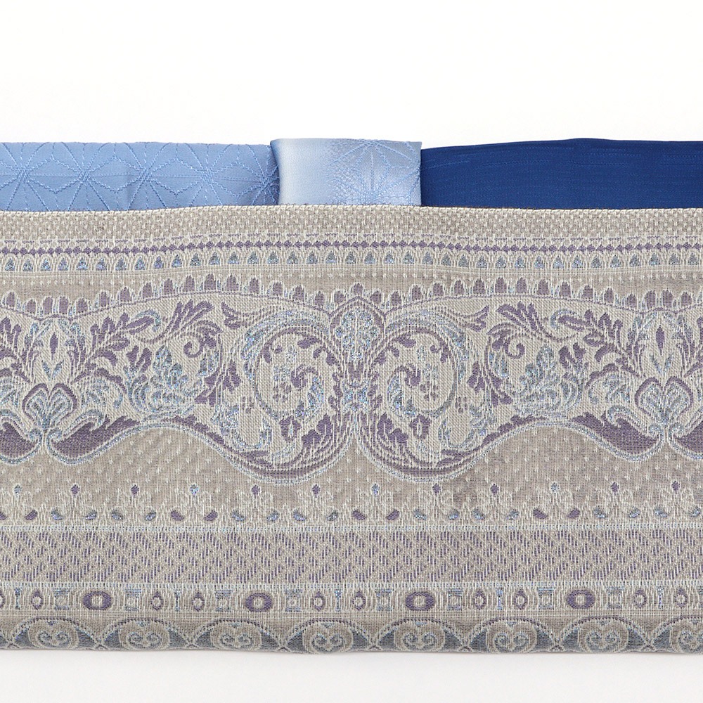 縦ぼかし帯揚 (麻の葉/縞地紋)