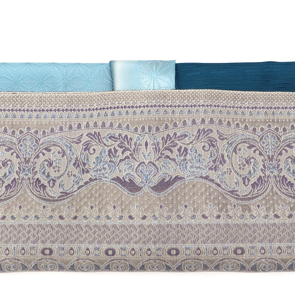 縦ぼかし帯揚 (麻の葉/縞地紋)