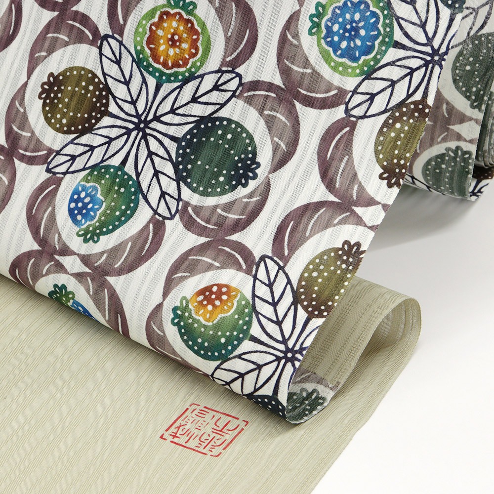 琉球紅型夏九寸名古屋帯(バンシルー)【城間栄市】