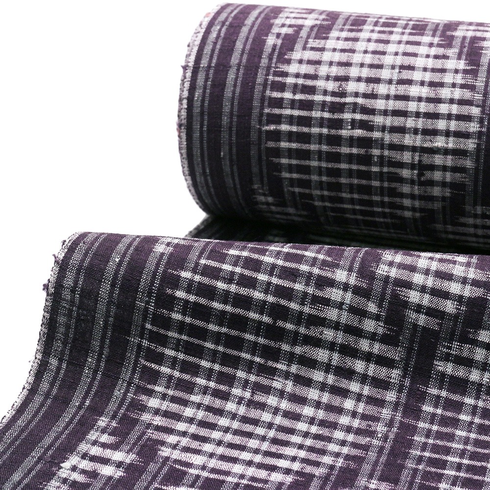 置賜紬（丸紋）：紫『文久織』【渡源織物】