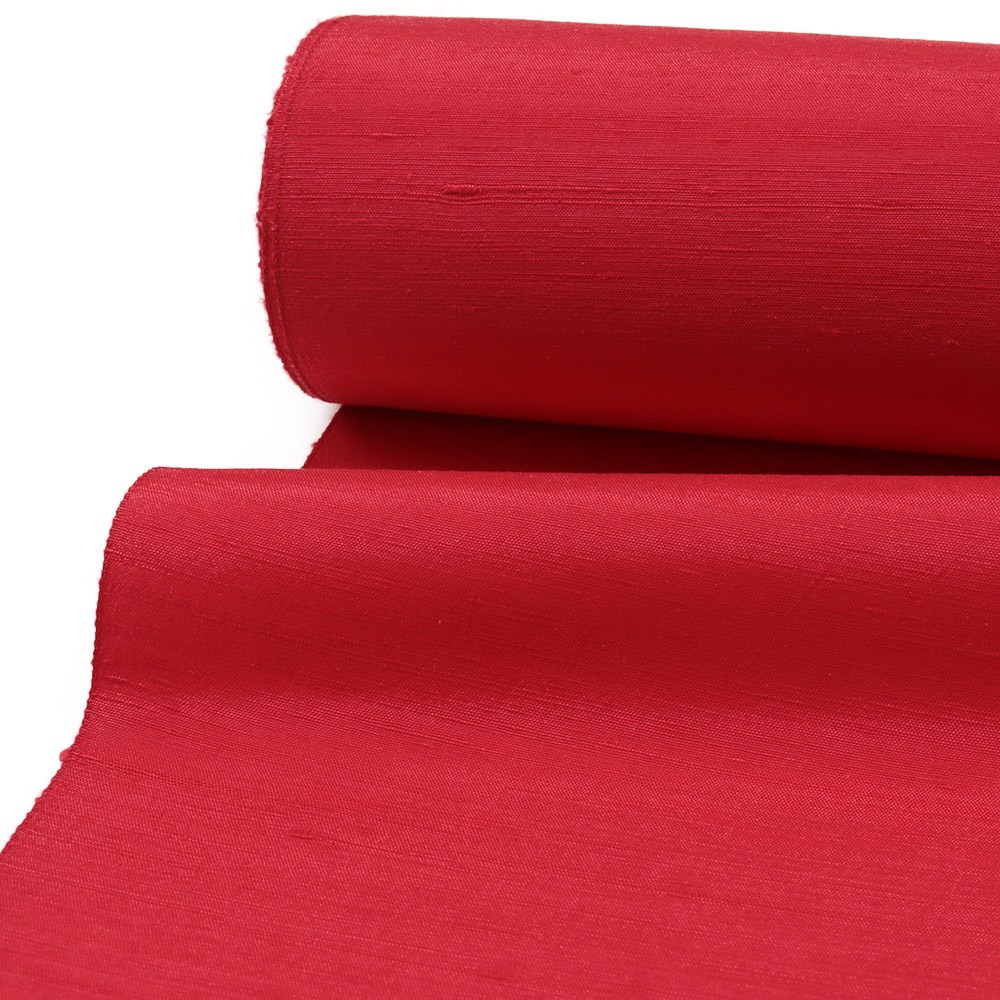 米沢手引き真綿紬（無地）『紅汐』