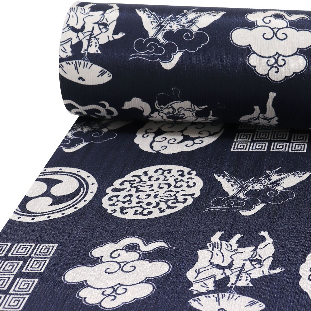 洗える楊柳長襦袢（風神雷神）【撫松庵】