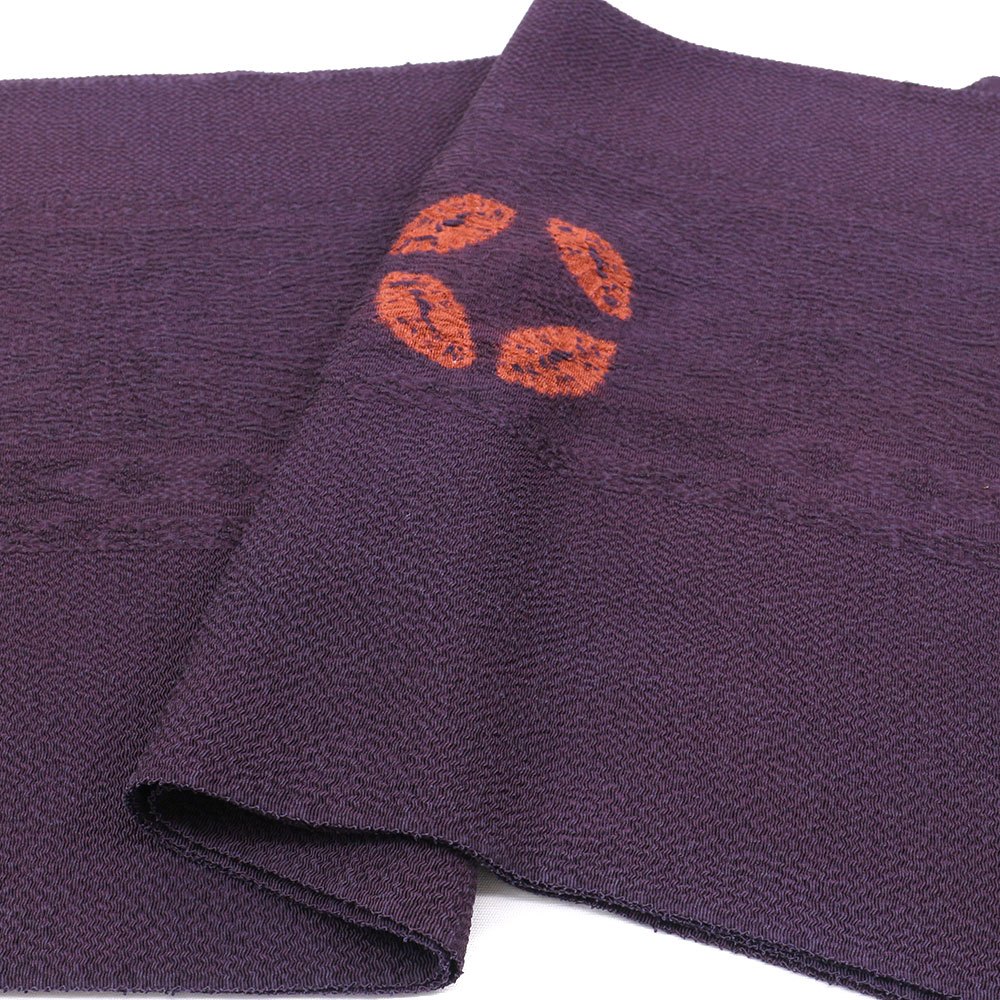 傘巻絞り帯揚（七宝）：濃紫