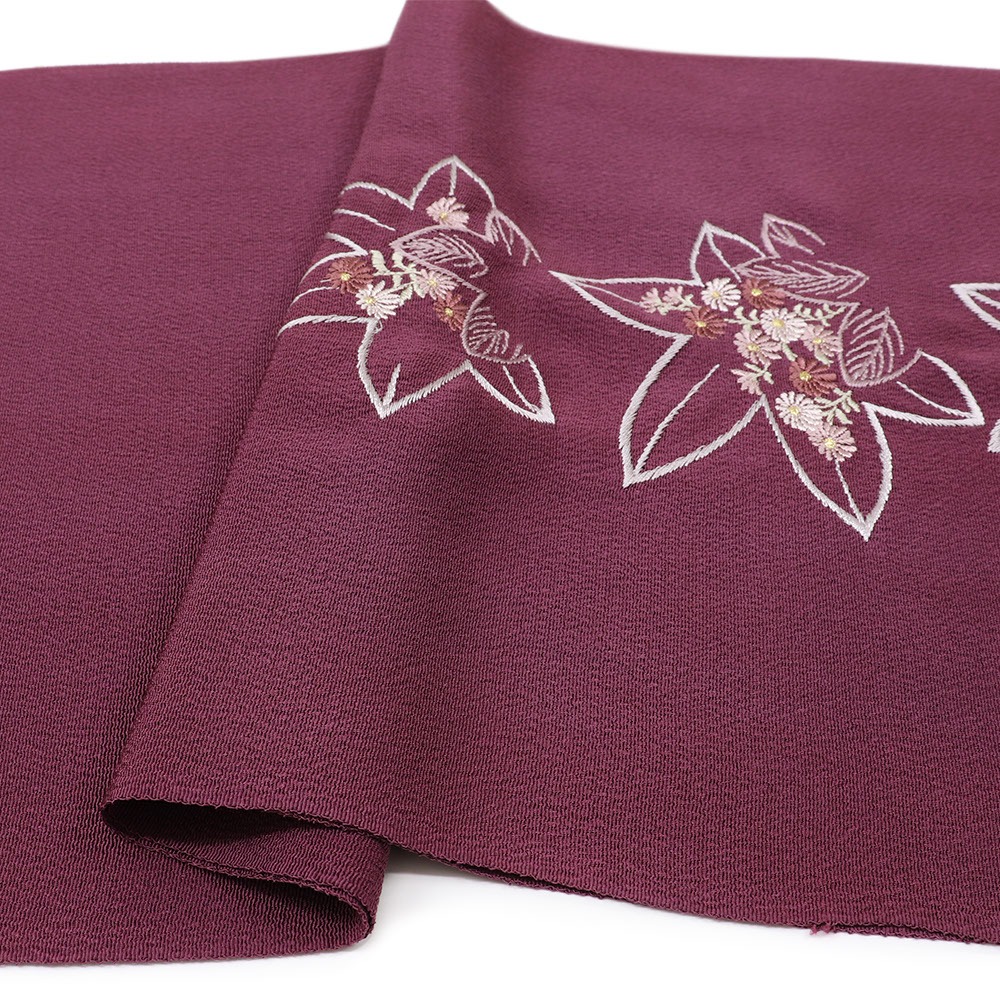 刺繍帯揚（花紅葉）：紫