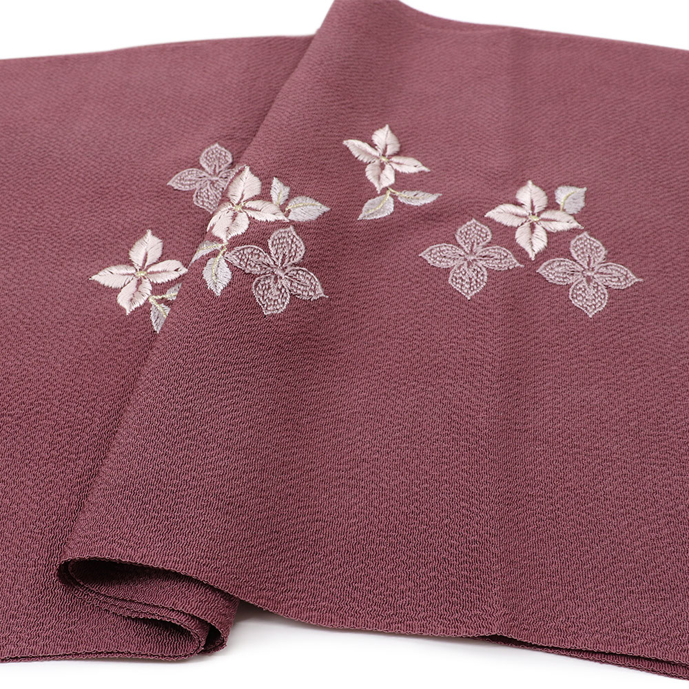 刺繍帯揚（花菱）：赤紫