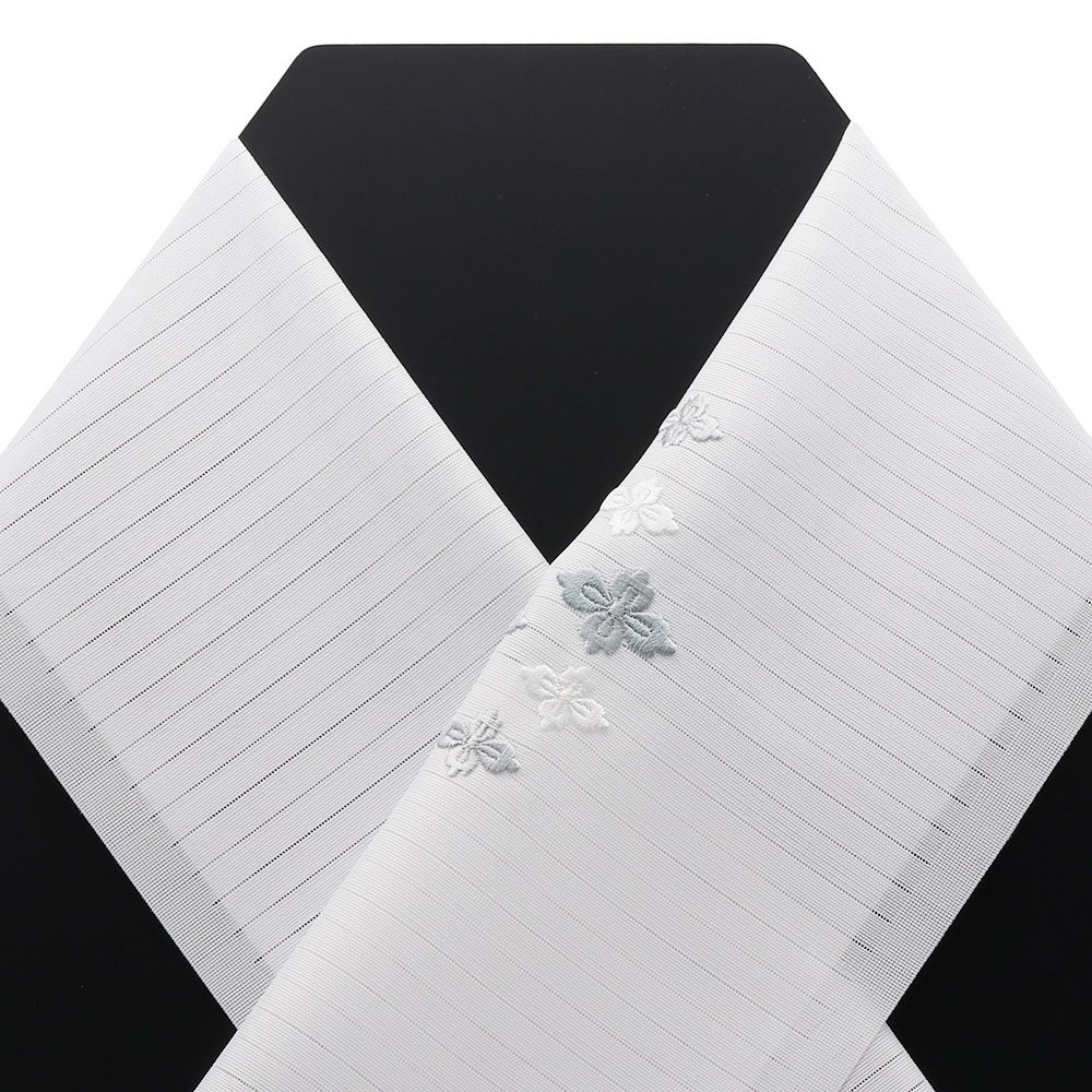 ワンポイント刺繍絽半衿(花菱)【いち利モールオリジナル】