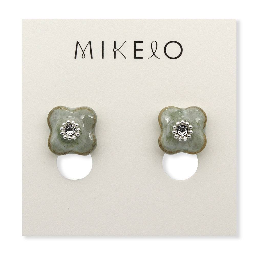 美濃焼ピアス（小花パール）【MIKELO】