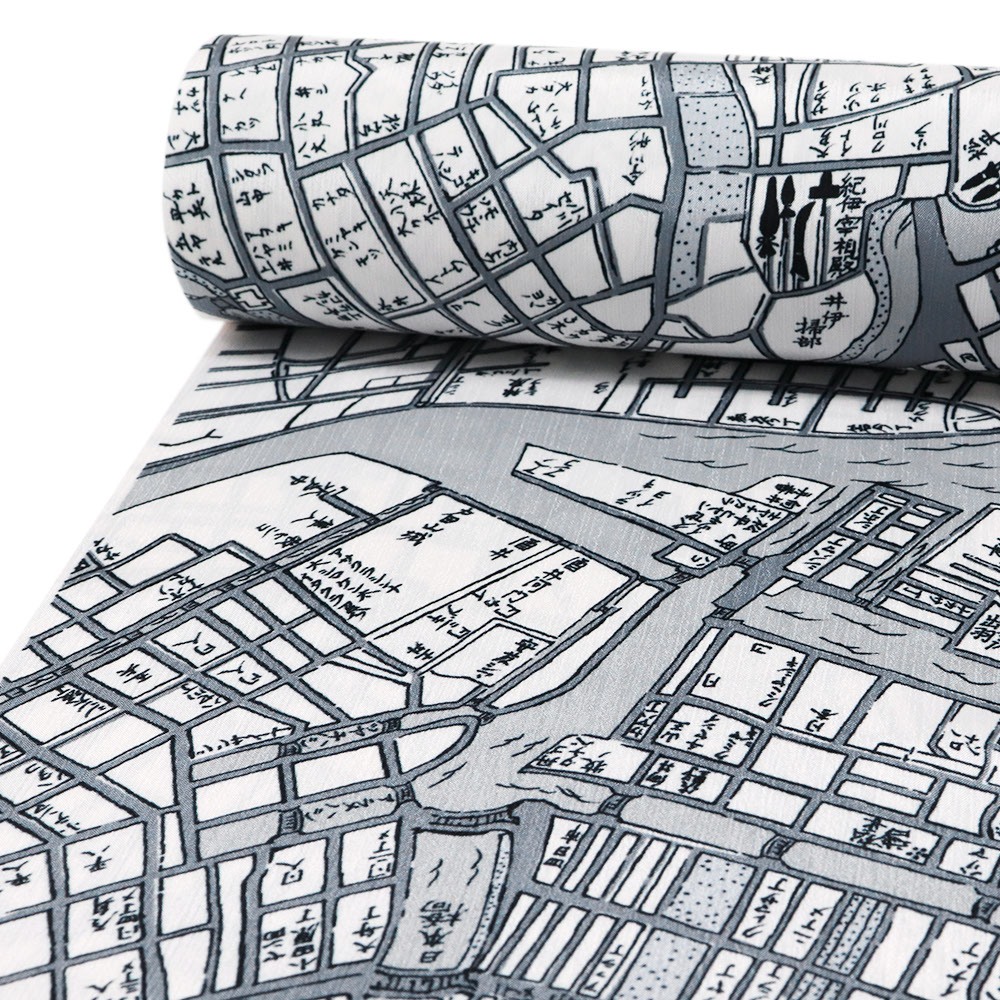 洗える楊柳長襦袢（古地図）【撫松庵】