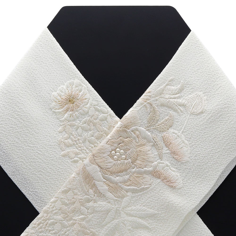 刺繍半衿(ピオニー)【和風館ICHI×いち利モール】