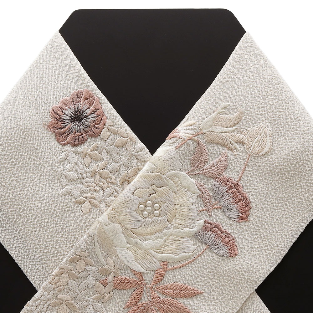 刺繍半衿(ピオニー)【和風館ICHI×いち利モール】