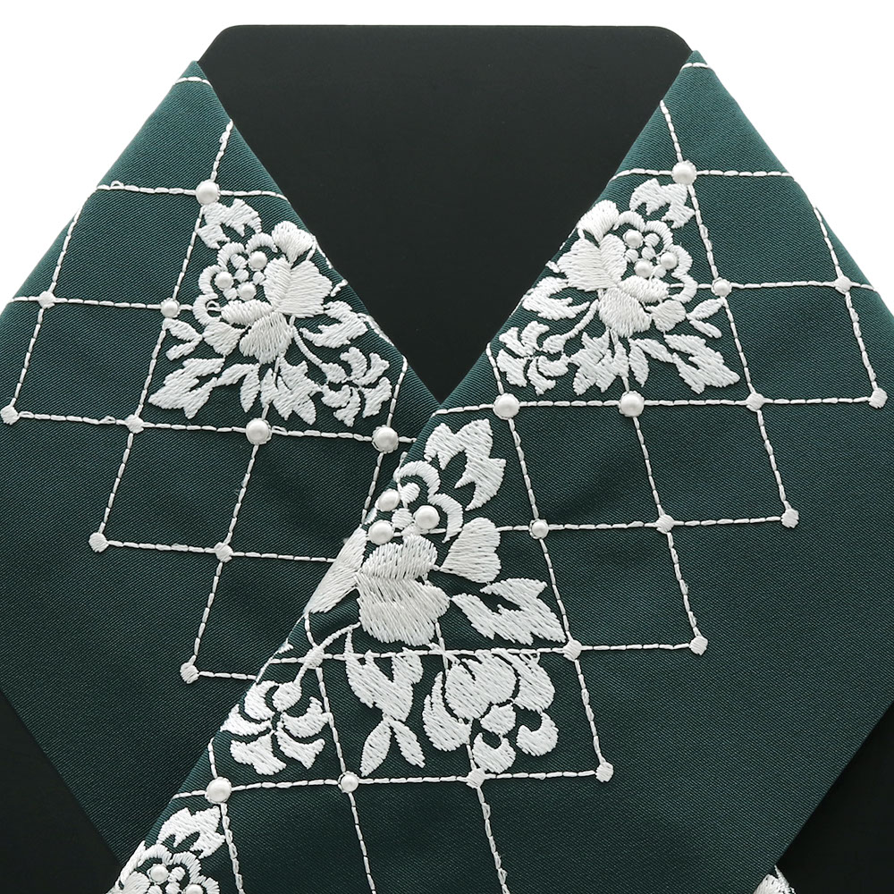 刺繍半衿(キルティングフラワー)【和風館ICHI×いち利モール】