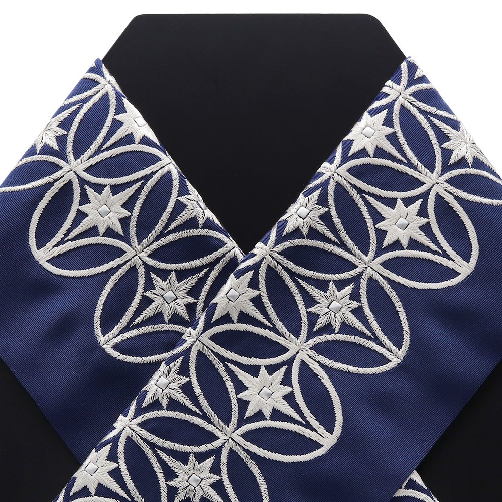 刺繍半衿(スタッズ七宝)【和風館ICHI×いち利モール】