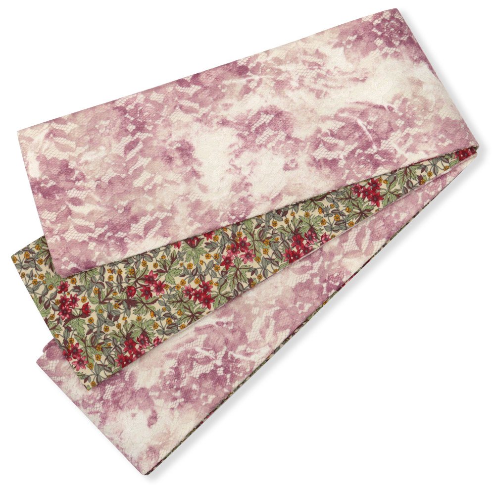 仕立て上がりリバーシブル半巾帯（レース/フラワー）【いち利モールオリジナル】