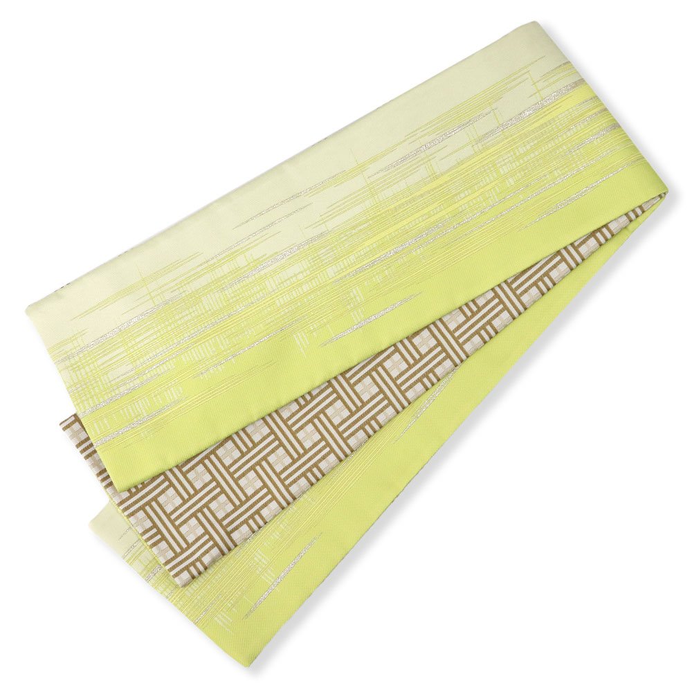 仕立て上がり半巾帯（矢鱈縞に格子）【芸艸堂】